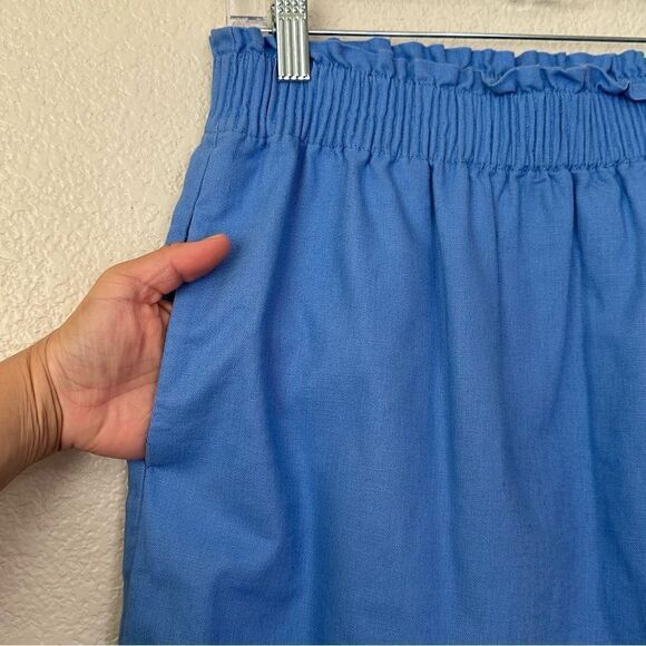 NWOT J. Crew Linen Blend Blue Scallop Hem Pull On Skirt - Picture 4 of 11